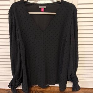 Black Swiss dot Vince Camuto top never work NWT